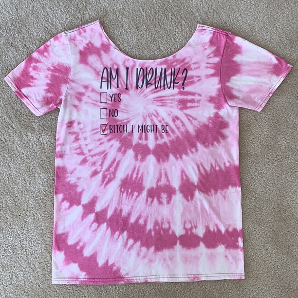 Am I Drunk? Pink Tie dye T-shirt, Size Large - Picture 6 of 6